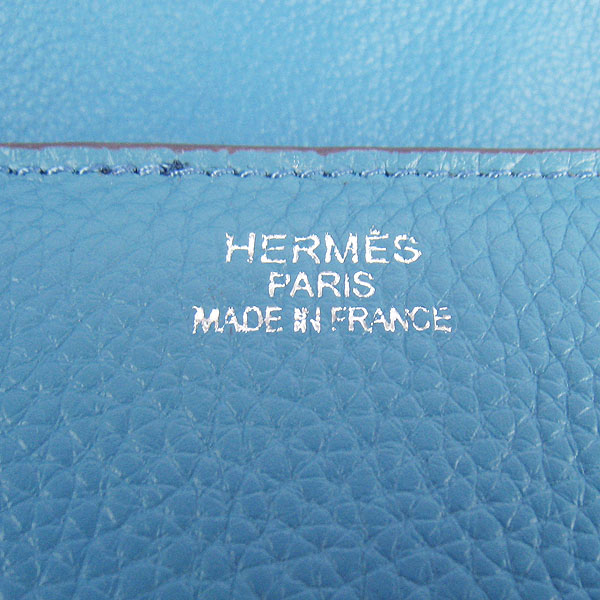 Fake Hermes Togo Leather Messenger Bag Blue 8079
